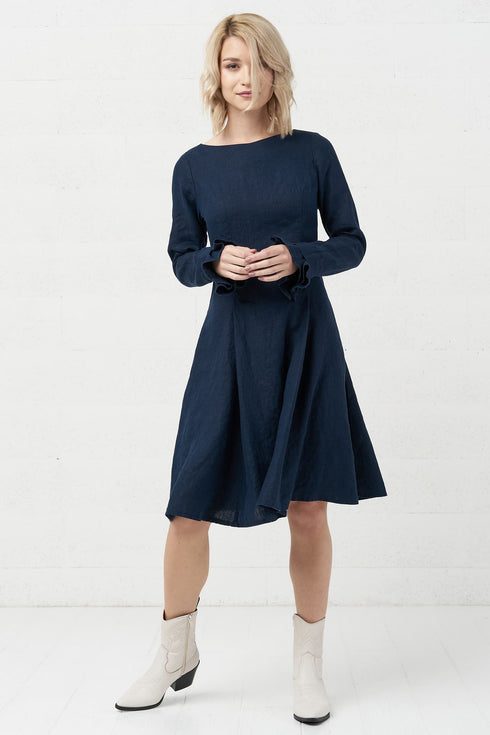 Image 8 of linen dress with long ripple sleeves ideal for any season Justina from Baltic Linen